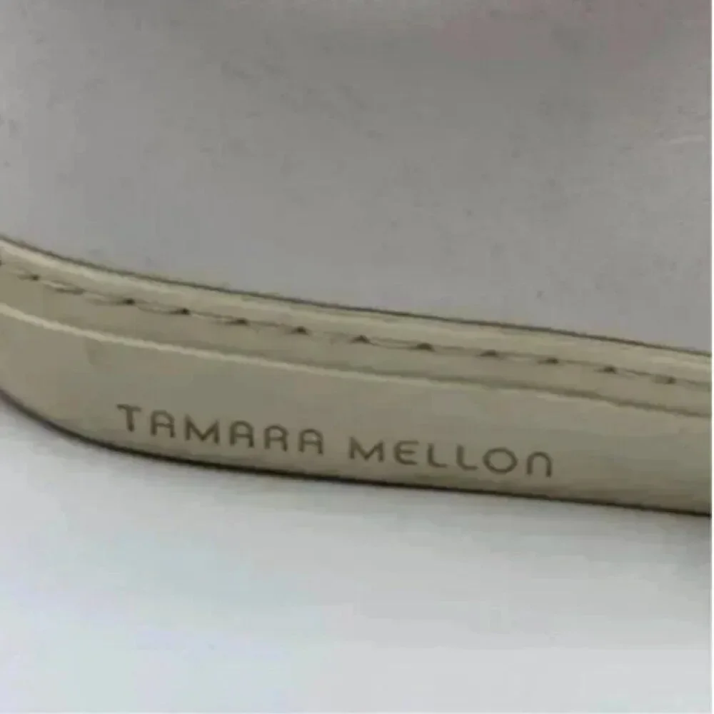 Tamara Mellon White Leather Low Top Court Sneakers Made in Italy Size 37.5